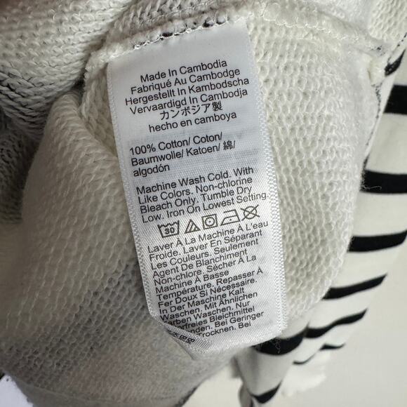 J.Crew Heritage Terry Mockneck Sweatshirt WMNS XL Kate Placed Stripe Black White - Picture 6 of 7